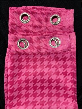 Ellery blackout Pink Houndstooth Grommet Curtain Panel